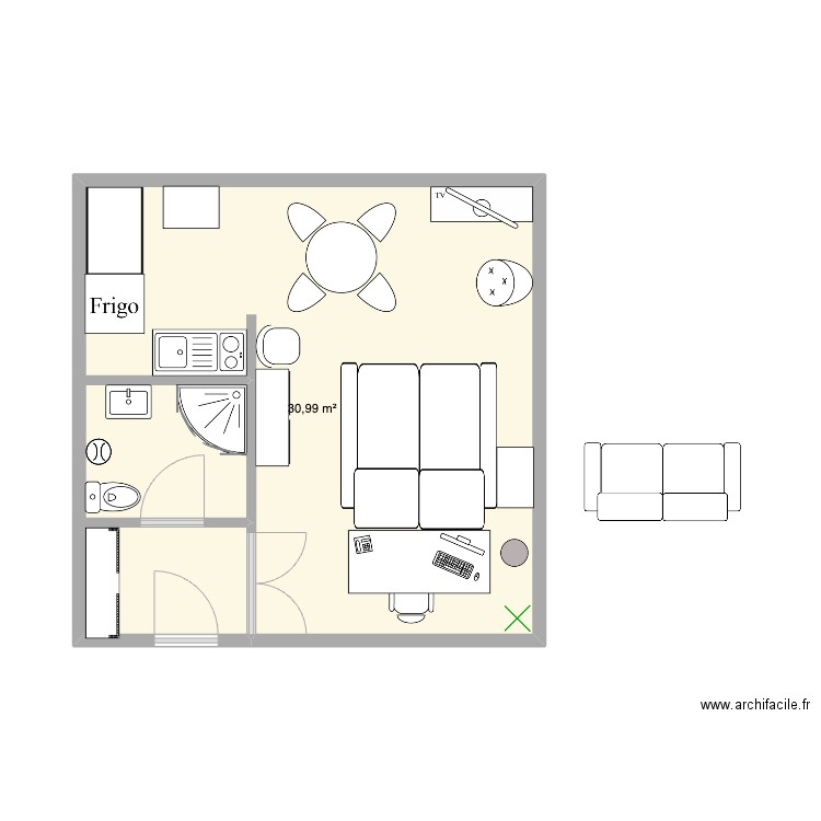 APPART PARIS 32e nouvelle dispo. Plan de 1 pièce et 31 m2