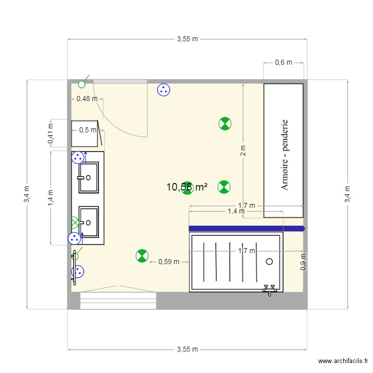 plan sdb mathilde. Plan de 1 pièce et 11 m2