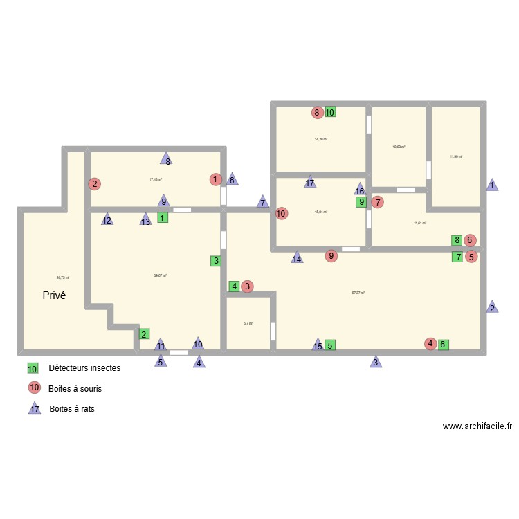 BIONAM. Plan de 10 pièces et 210 m2