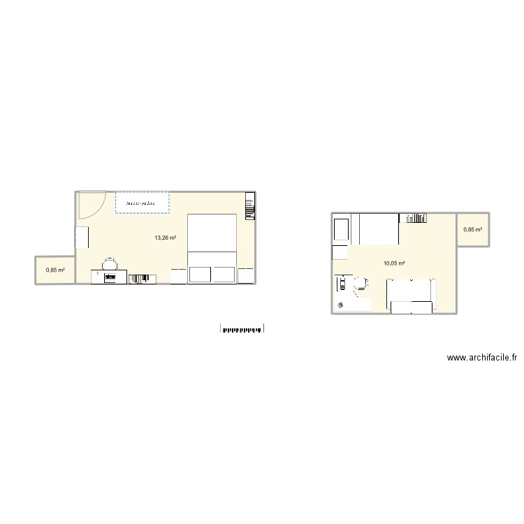 CHAMBRE 3. Plan de 4 pièces et 25 m2