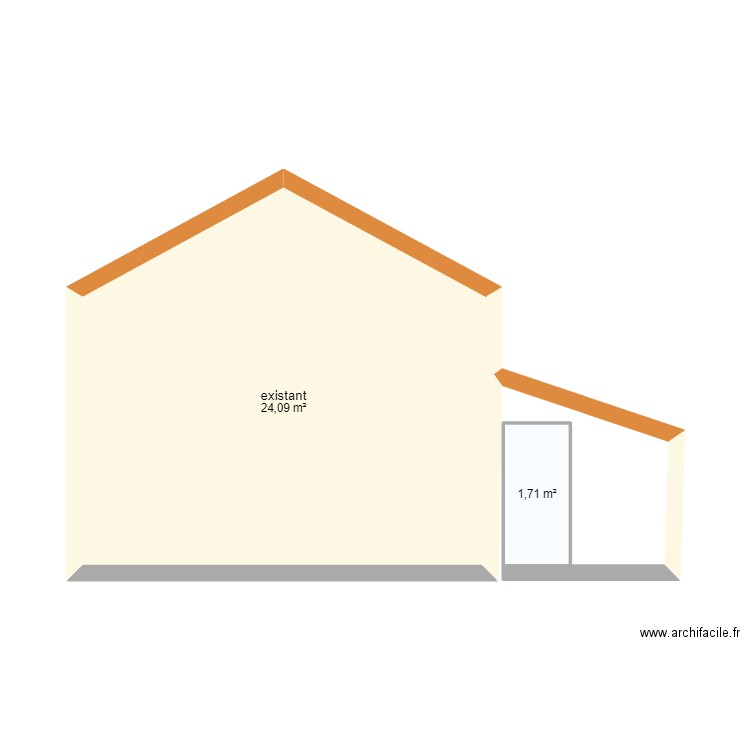 plan coté nord 2. Plan de 2 pièces et 26 m2