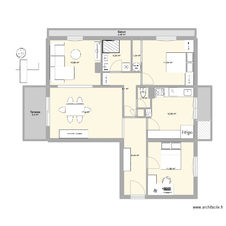 appart xav R. Plan de 16 pièces et 94 m2