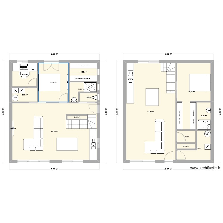 Esquisse maison 1. Plan de 14 pièces et 138 m2