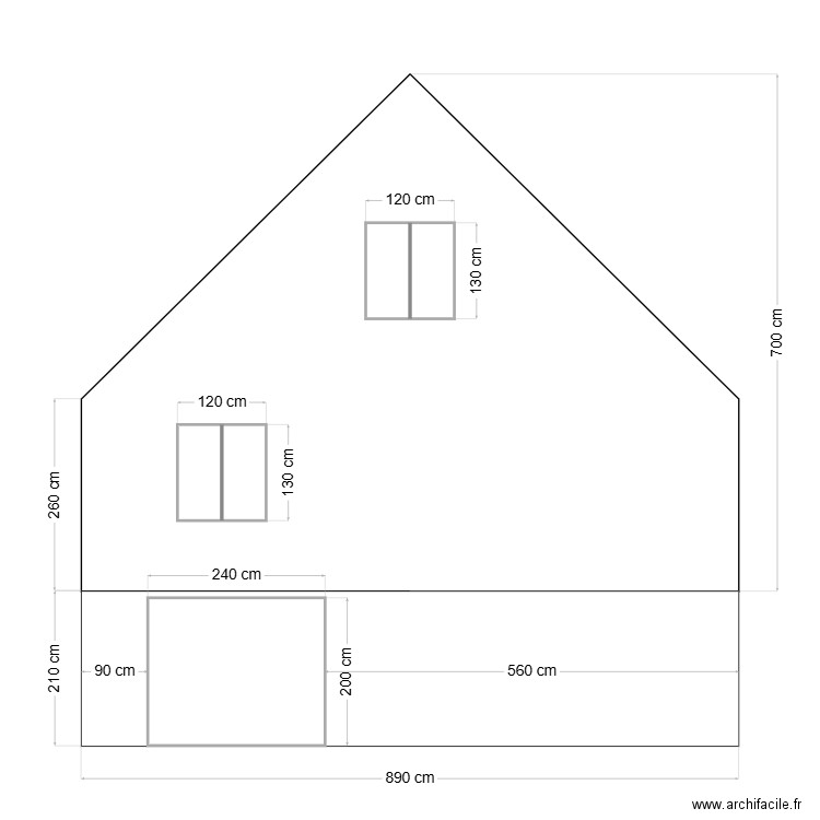 Façade ouest. Plan de 0 pièce et 0 m2