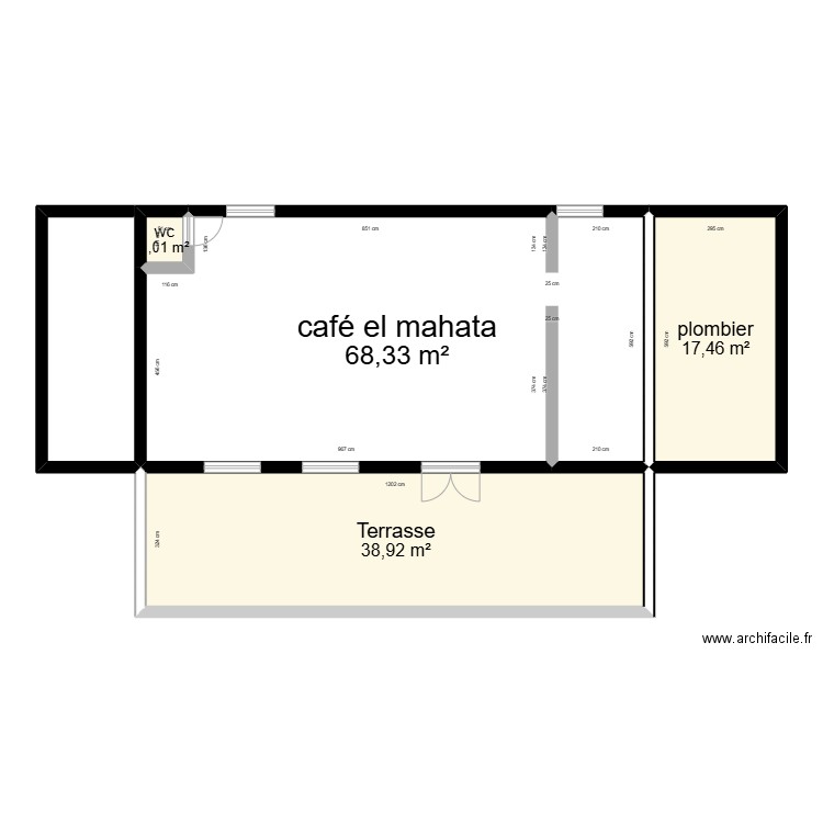 café EL MAHATTA. Plan de 4 pièces et 126 m2