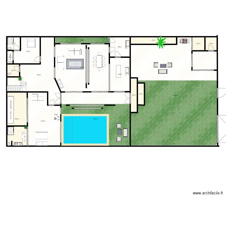 PROJET CAROLE. Plan de 18 pièces et 475 m2