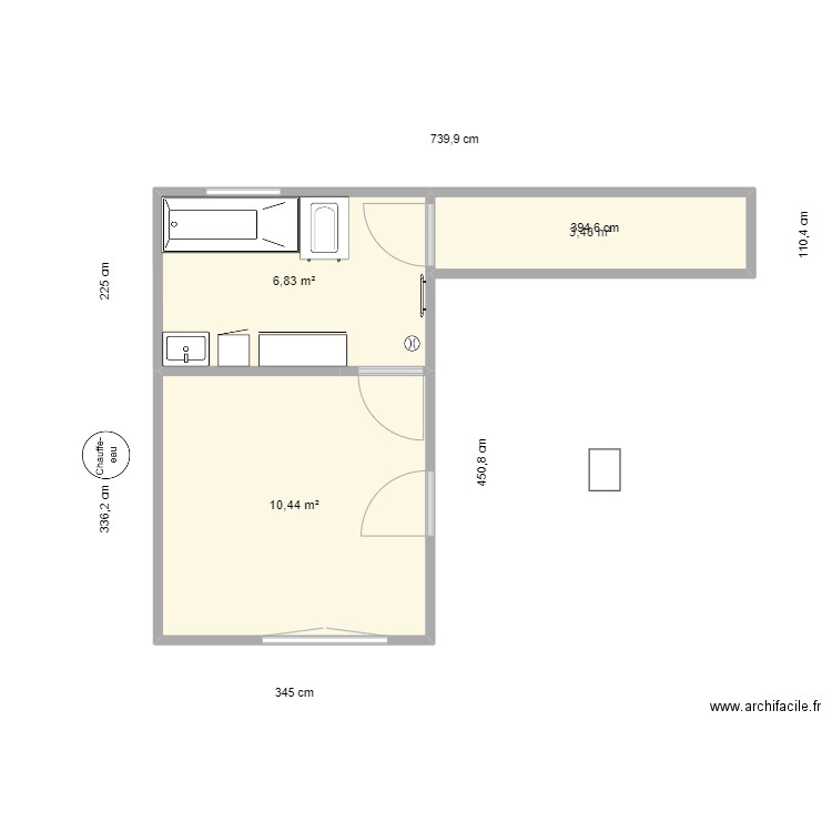 Maison Mina projet avec modif du 7/10. Plan de 3 pièces et 21 m2