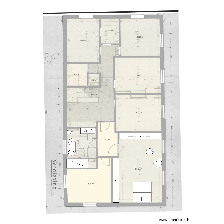 Chambre 2. Plan de 12 pièces et 157 m2