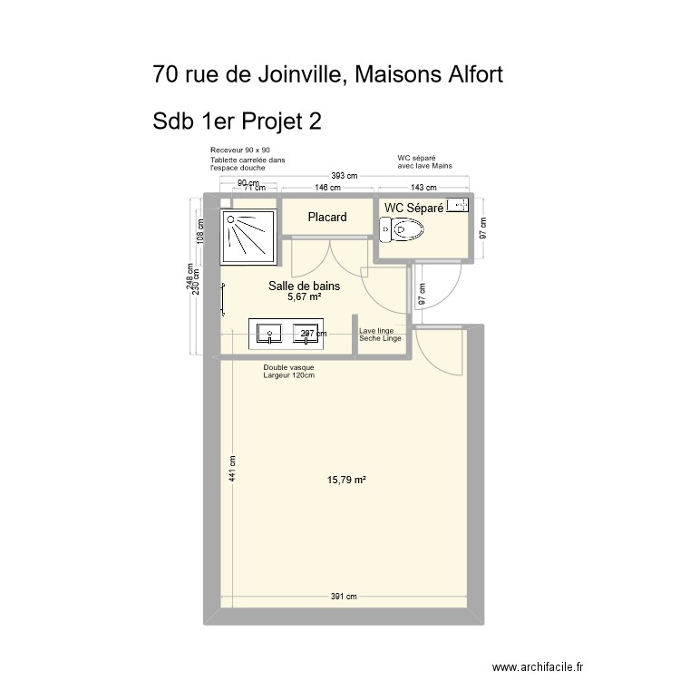 70 Joinville SDB Projet 3. Plan de 5 pièces et 24 m2