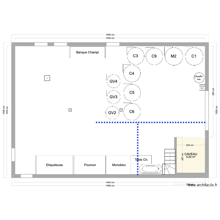 Cave Plaissan. Plan de 1 pièce et 6 m2