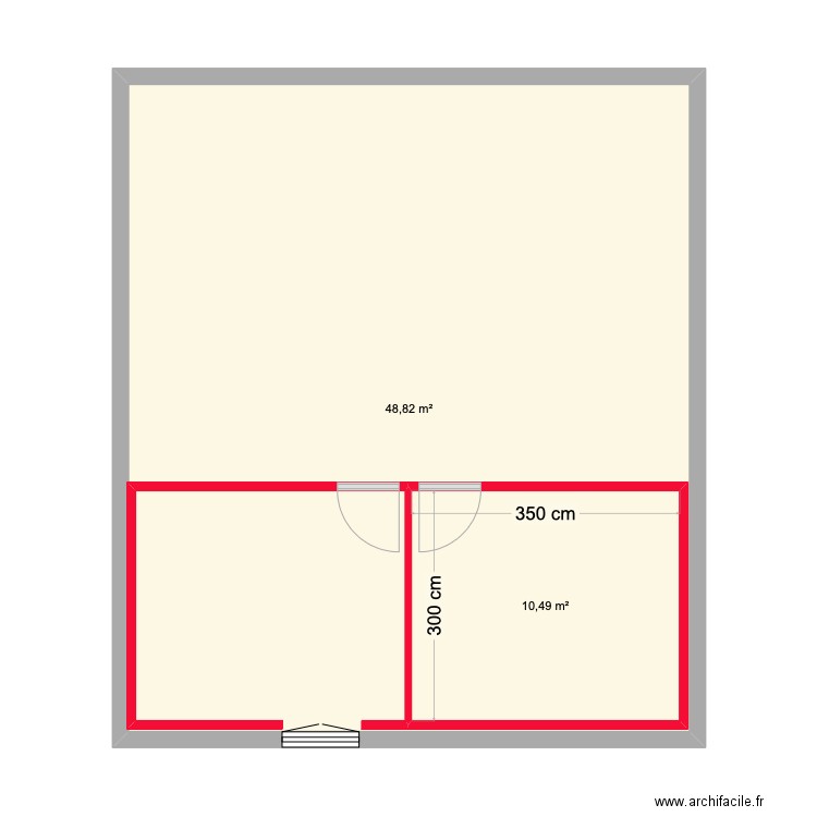 puyvalador r+1. Plan de 2 pièces et 72 m2