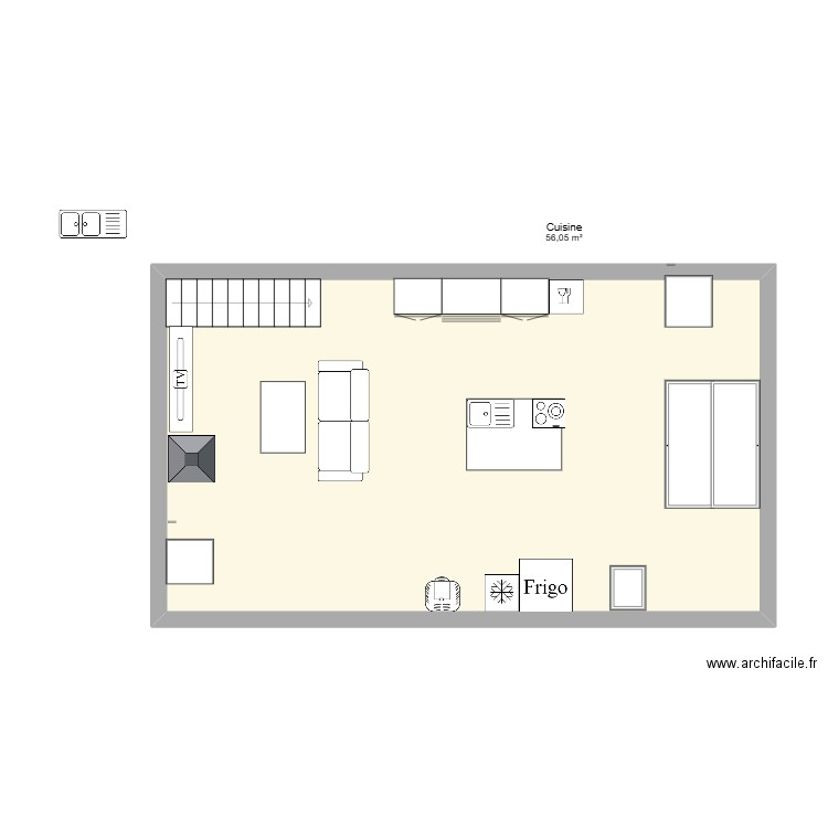 cuisine sornay. Plan de 1 pièce et 56 m2