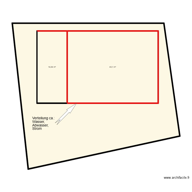 Plan d'implantation Mobi. Lacet Flair parcelle No. 5. Plan de 3 pièces et 189 m2