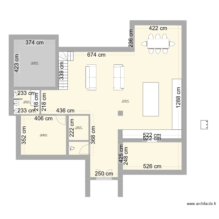 Maison . Plan de 5 pièces et 155 m2