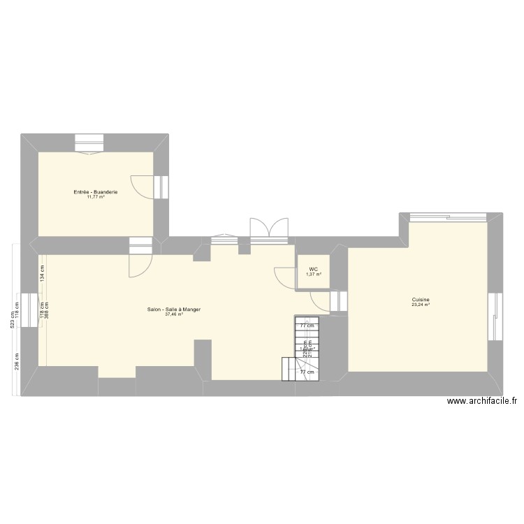 Maison La Verp v1. Plan de 5 pièces et 76 m2