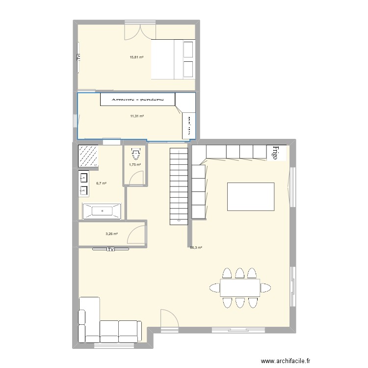 maison. Plan de 6 pièces et 105 m2