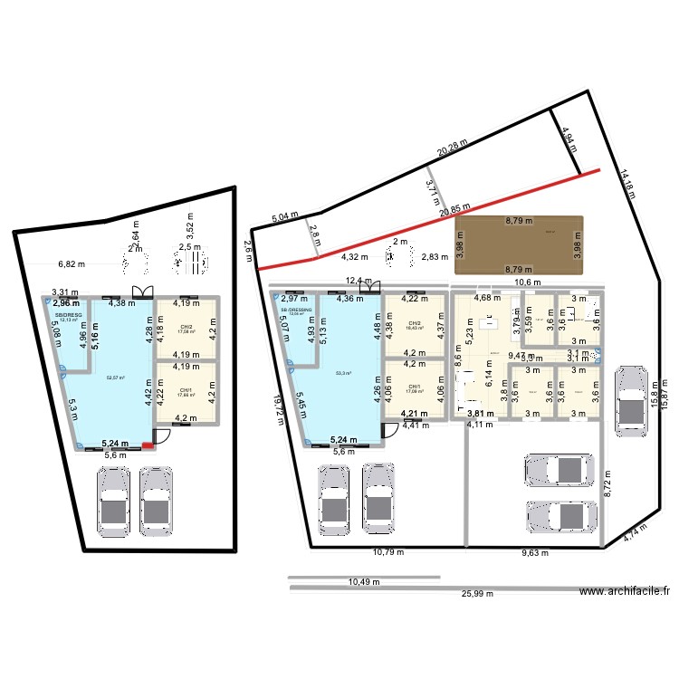 PLAND  N° 2    SAN DEMOLIRE. Plan de 22 pièces et 391 m2