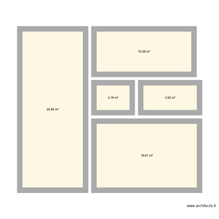 Gabaud. Plan de 5 pièces et 57 m2