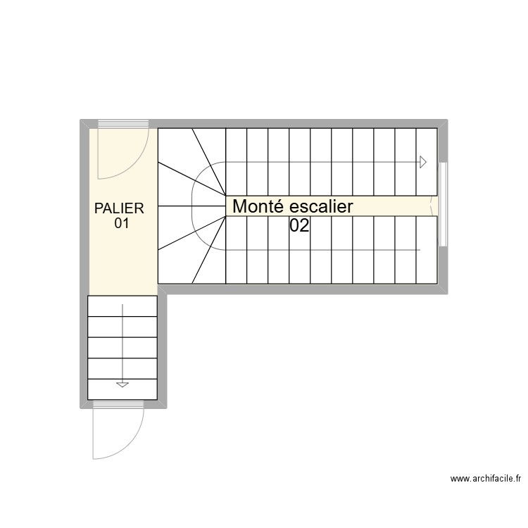 etage 1 dta gambetta. Plan de 1 pièce et 9 m2