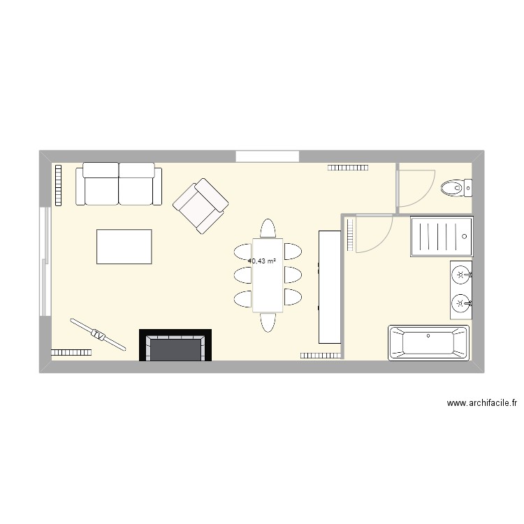 BOSJEAN . Plan de 1 pièce et 40 m2