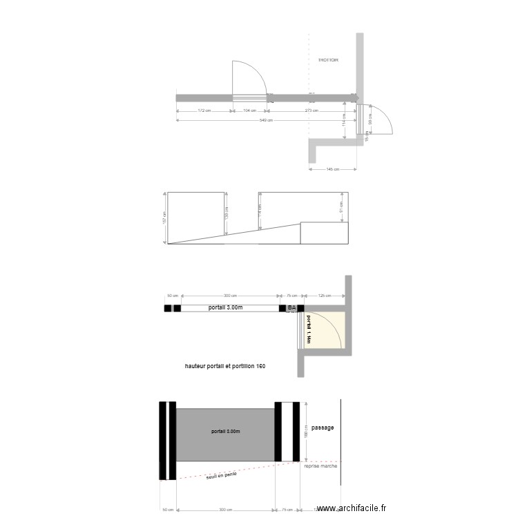 PORTIER (cloture avant). Plan de 1 pièce et 1 m2