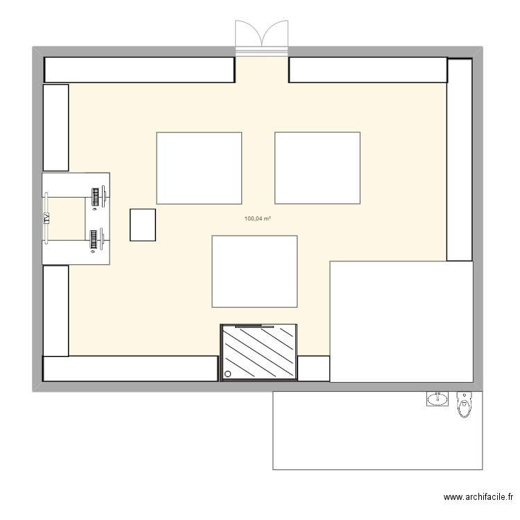 Le vestiaire. Plan de 1 pièce et 100 m2