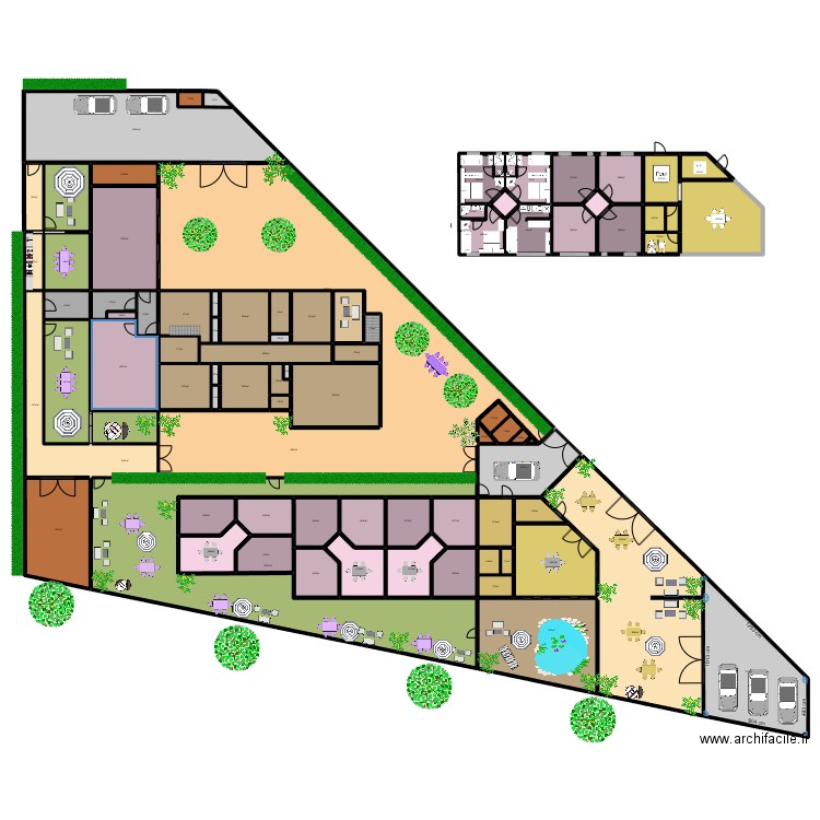 RESTO SUD + 9 CHAMBRES NORD + 3 SALONS 2111. Plan de 89 pièces et 2072 m2