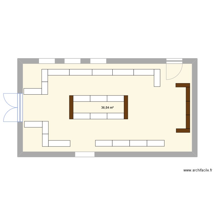 Salle D F. Plan de 1 pièce et 37 m2