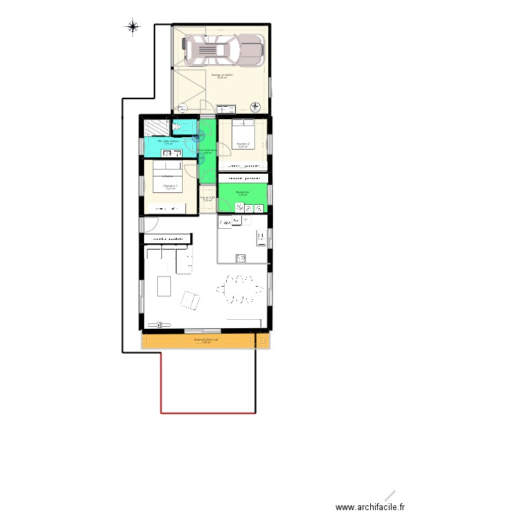 Asse 3. Plan de 8 pièces et 82 m2