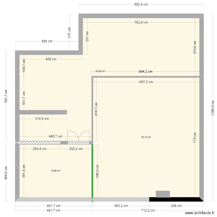 presse. Plan de 3 pièces et 123 m2