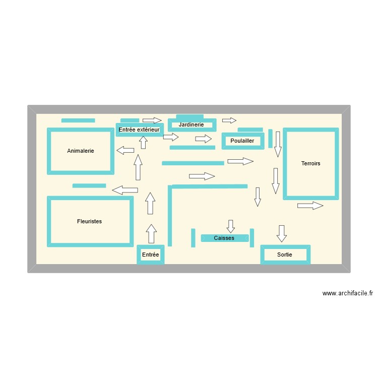 Plan du magasin . Plan de 10 pièces et 56 m2