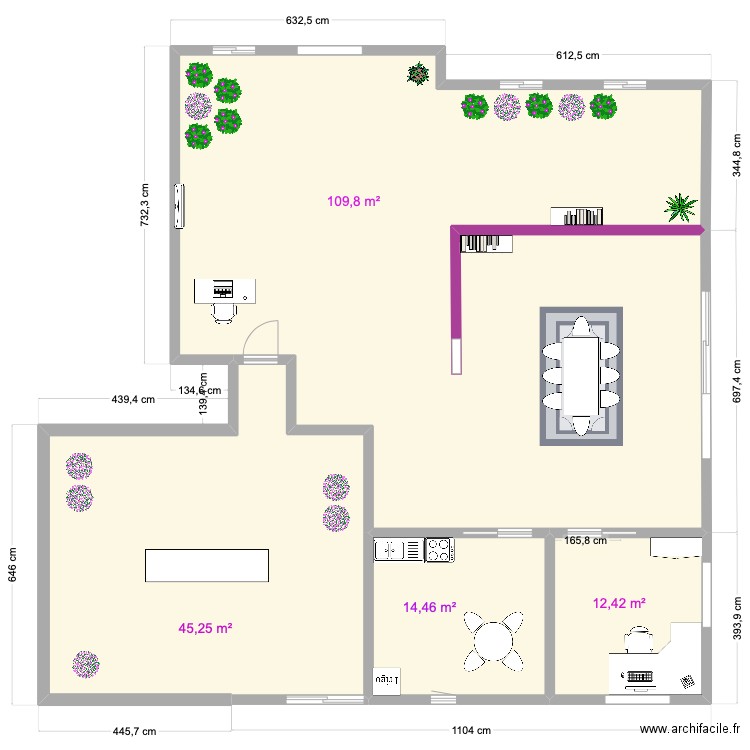 Plan fleur. Plan de 4 pièces et 182 m2