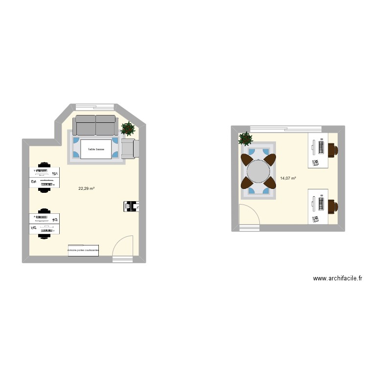 Bureau FA-IT. Plan de 2 pièces et 36 m2