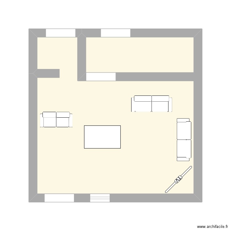 chicourt. Plan de 1 pièce et 21 m2