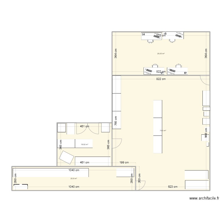 bureau 18/06/2024. Plan de 4 pièces et 143 m2