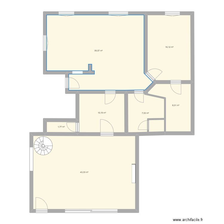 RDC Devant version 3. Plan de 7 pièces et 127 m2