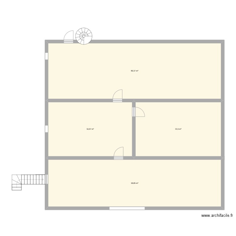 Chambre. Plan de 4 pièces et 194 m2