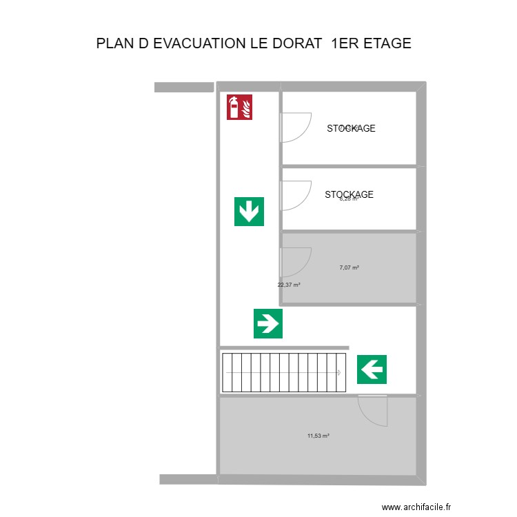 87 LE DORAT 1er étage. Plan de 5 pièces et 55 m2