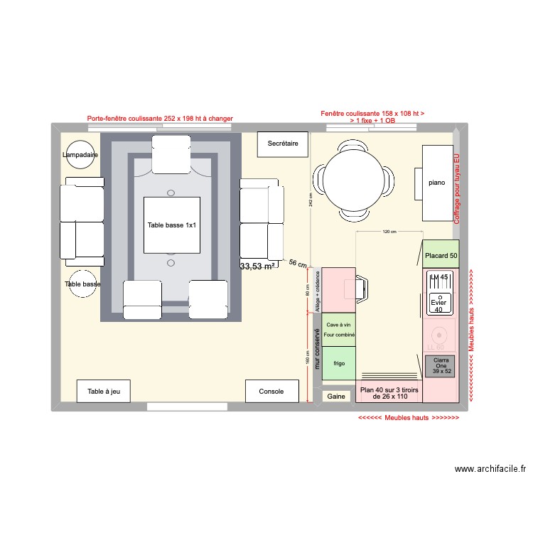 solution 2. Plan de 2 pièces et 34 m2