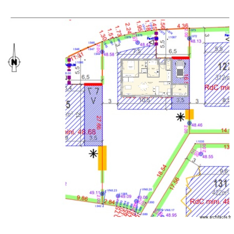 LE BAYLY. Plan de 6 pièces et 73 m2