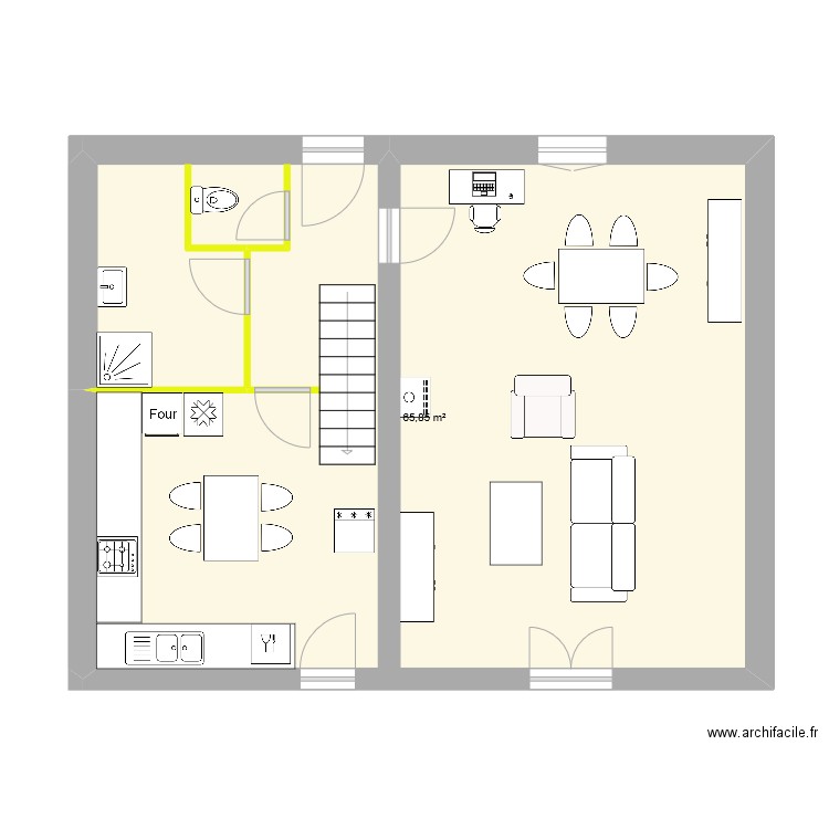 maison. Plan de 1 pièce et 66 m2