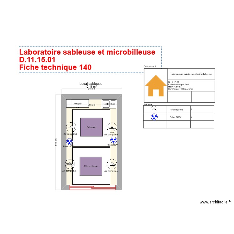 labos sableuse microbilleuse v3. Plan de 1 pièce et 12 m2