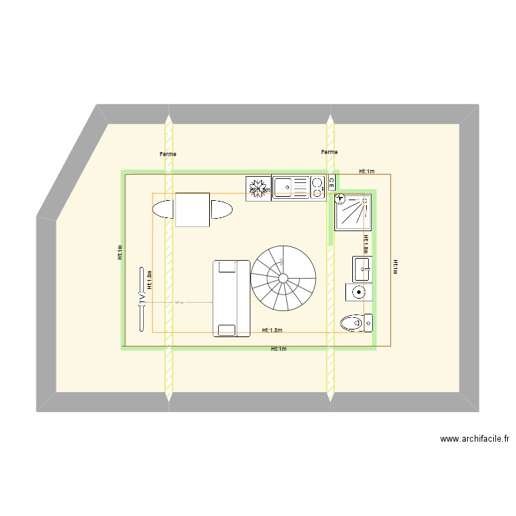 BRACHET Comble 2. Plan de 8 pièces et 46 m2