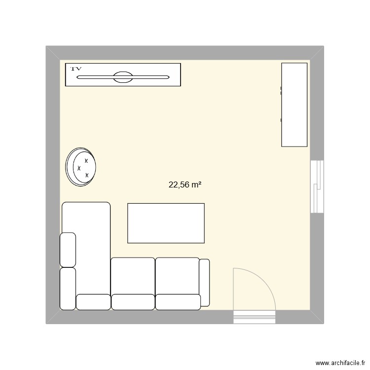 salon. Plan de 1 pièce et 23 m2