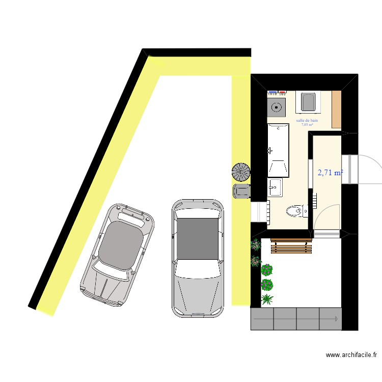 plan nouvelle salle de bain. Plan de 2 pièces et 10 m2