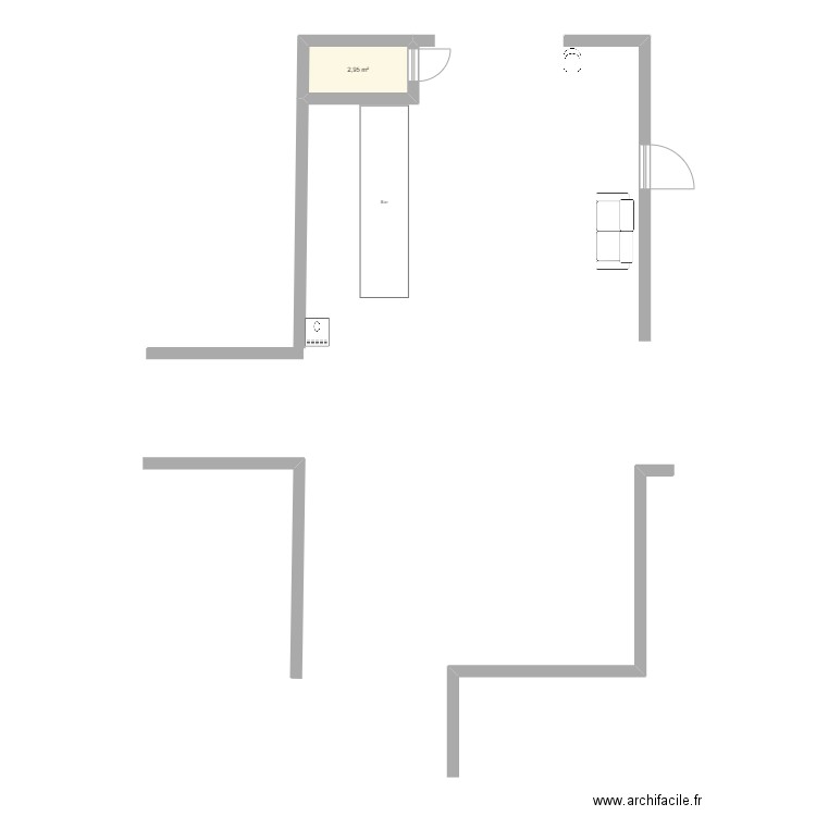 Pla 1 E-sens. Plan de 1 pièce et 3 m2