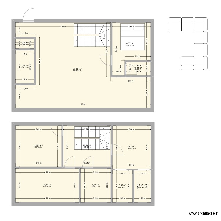 Cagnes v1. Plan de 12 pièces et 116 m2