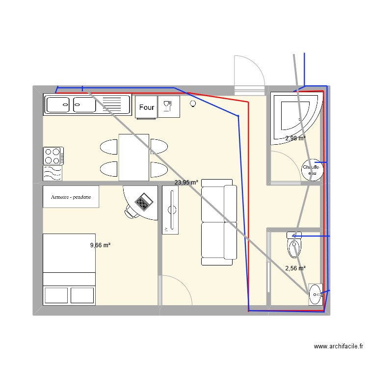 Aparte. Plan de 4 pièces et 39 m2