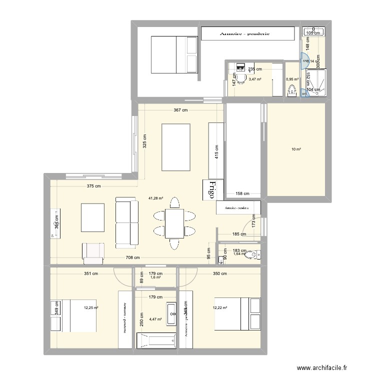 mathou 2. Plan de 10 pièces et 91 m2