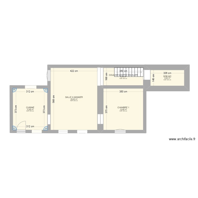 Saint Martin du Puy. Plan de 5 pièces et 59 m2